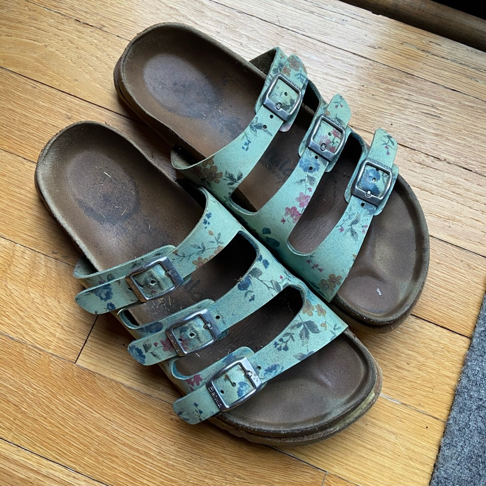 Betula by Birkenstock mint green floral sandals